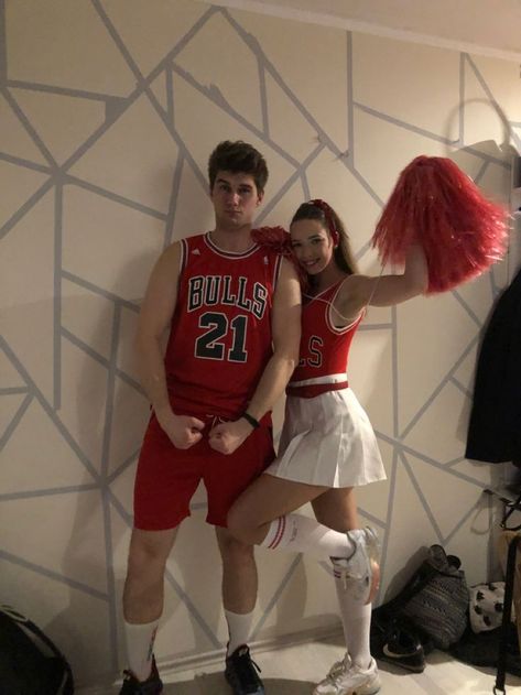 #girls #duo #halloween #cupid #costumes #party #angel #valentines Basketball Couples Costumes, Basketball Couple Costumes, Basketball Costume Womens, Cheerleader Couple Costume, Basketball Cheerleader Couple, Couple Halloween Costumes Basketball, Cute Matching Halloween Costumes Couples, Carnival Couple Costume, Cheerleader And Basketball Player Couple