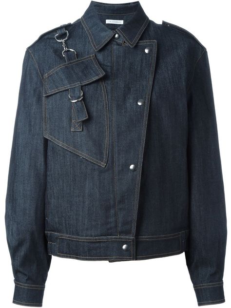 Your New Denim Jacket Is In This Slideshow #refinery29  http://www.refinery29.com/denim-jackets-for-women#slide-4  It's the subtle things — like the off-center buttons and buckled pockets — that take this simple dark denim to the next level.J.W. Anderson Biker Style Denim Jacket, $859.37, available at Farfetch.... Style Denim Jacket, Biker Denim, Jacket Outfit Women, Oversize Fashion, J W Anderson, Pocket Jacket, Denim Jacket Men, Biker Style, Denim Jacket Women