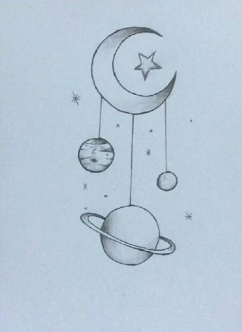 A Drawing, Planets, Moon, Stars