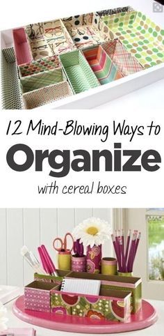 Boxes Organization, Cereal Box Organizer, Reuse Things, Diy Cereal, Box Organization, Pin Diy, Boxes Diy, Cereal Boxes, Organizing Hacks