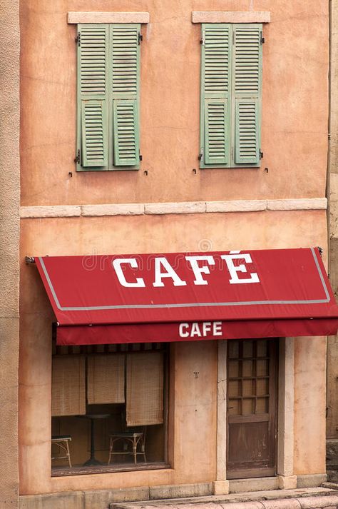 Cafe Awning, Warehouse Design Exterior, French Backyard, European Tiles, Cafe Exterior, Cafe Sign, Warehouse Design, Storefront Design, Coffee Bar Home