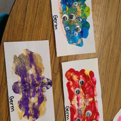 My Body Crafts For Infants, Manners Week Preschool, Germs Preschool Art, Germ Art For Preschool, Germ Theme For Preschool, Germ Art For Toddlers, Germ Crafts For Toddlers, Preschool Germs Activities, Germs Craft Preschool