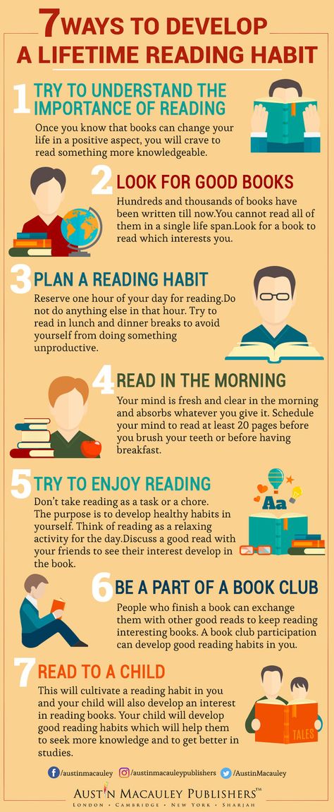 7 Ways To Develop a Lifetime Reading Habit How To Read More, Studying Tips, Importance Of Reading, Reading Motivation, High School Advice, Library Activities, Reading Tips, Reading Habits, Study Smarter