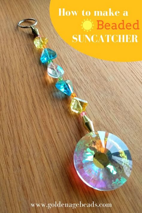 Suncatchers Diy, Crystal Suncatchers Diy, Beaded Suncatcher, Wind Chimes Homemade, Suncatcher Diy, Beads Tutorial, Diy Suncatchers, Diy Wind Chimes, Beading Crafts