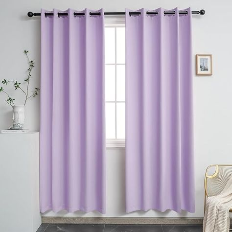 Amazon.com: YGO Lilac Curtains 72 Inches Wide by 84 Inches Long for Bedroom - Room Darkening Grommet Top Extra Wide Windows Curtains Drapes for Living Room, 2 Panels, 72W x 84L : Home & Kitchen Curtain In Bedroom, Curtains For Girls Room, Bathroom Purple, Kitchen Purple, Curtains For Nursery, Lavender Curtains, White Kitchen Curtains, Girls Room Curtains, Girls Bedroom Curtains