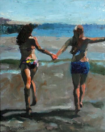 Best Friends, Oil 8x10 by Carrie Goller © www.CarrieGoller.com Painting Of Best Friends, Friendship Artwork, Friendship Painting, Beach Picture Captions, Friendship Paintings, 22nd Bday, Art Friendship, Ib Art, Art Alevel