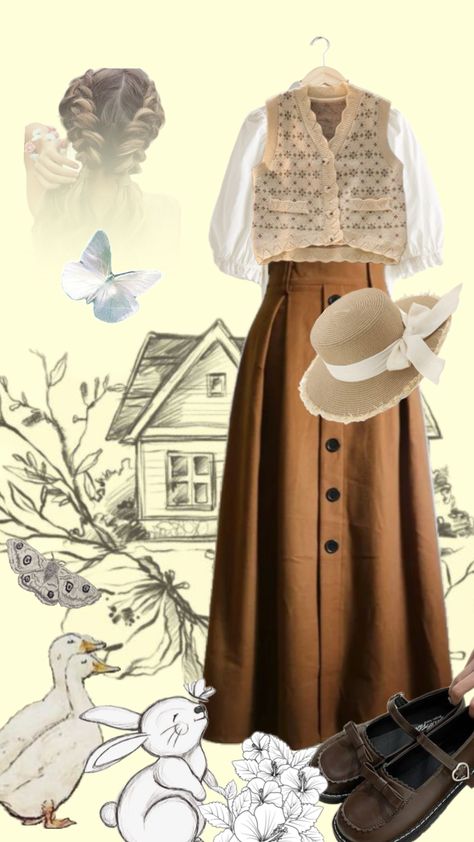 Cottage girl vibes #cottagecoreoutfits #modestoutfitinspo #farmgirl #loveanimals Farmgirl Outfits, Shuffles Outfits, Cottage Girl, In Another Life, Farm Girl, Feminine Outfit, Sacred Art, Book Nerd, Bucket List