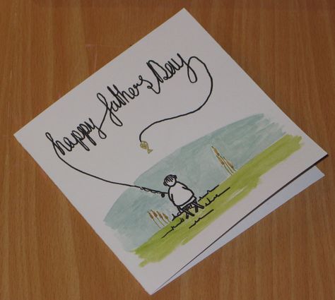 Happy Fathers Day Handmade Fathers Day Cards, 1st Fathers Day Gifts, New Job Card, Watercolor Birthday Cards, Funny Fathers Day Card, Fishing Cards, Cat Birthday Card, Father's Day Cards, Fathers Day Card