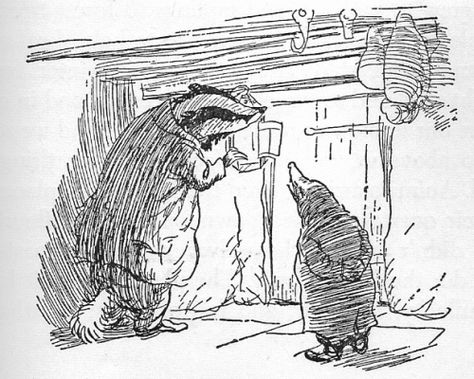 Badger+and+Mole.gif (500×400) Eh Shepard, Kenneth Grahame, Wind In The Willows, Black And White Illustration, Woodland Creatures, Childrens Illustrations, Children's Book Illustration, Book Illustration, Children’s Books