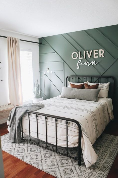 Toddler Bedroom Makeover with Rooms To Go- Within the Grove Best Green paint #ad #myroomstogohome #myroomstogokid #roomstogo @roomstogo @roomstogokids Toddler Bedroom Makeover, Green Accent Wall, Boy Bedrooms, Toddler Boy Room, Big Boy Bedrooms, Boy Room Ideas, Boy Bedroom Design, Toddler Boys Room, Boy Rooms