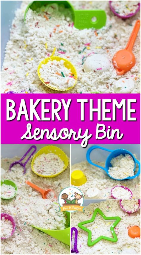 Theme Sensory Bin Ideas, Sensory Bins Age 3, Sensory Bin Ideas For Babies, Sensory Activity For Kindergarten, Sensory Activities For Kindergarteners, Sensory Bun Ideas, Sensory Bins For Seniors, Cool Sensory Bins, Food Theme Sensory Bin