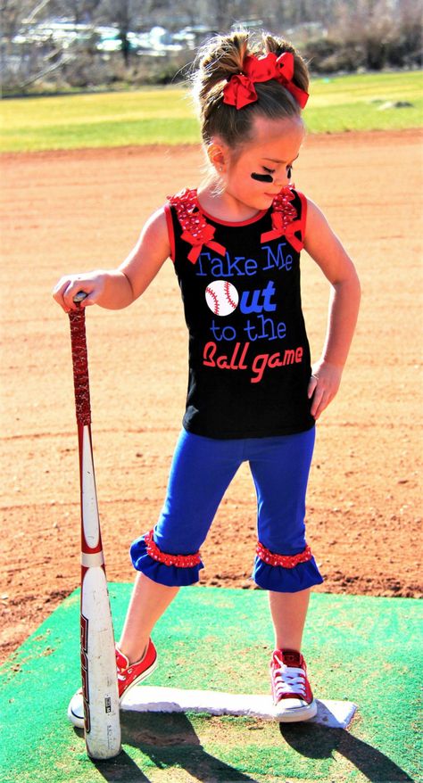 Take Me Out to the Ball Game, Baseball Outfit, Little Sister Shirt, Big Sister Shirt, Baseball Shirt, Ruffled Capris, Sister Shirts, Sports by AbigailJadeBoutique on Etsy Girls Baseball Outfit, Baseball Outfits, Little Sister Shirt, Applique Clothing, Softball Ideas, Baseball Sister, Boutique Outfits, Capri Set, Baseball Girls