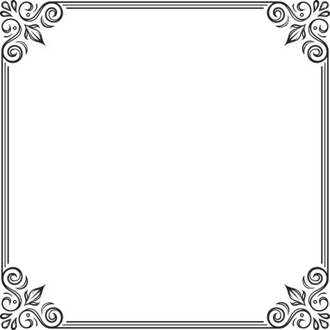 Square Frame Template, Square Border Design, Square Border Png, Square Frame Png, Book Cover Page Design, Square Drawing, Frames Design Graphic, Page Frames, Square Border