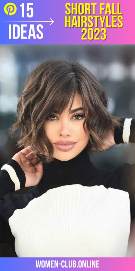 Short Fall Hairstyles 2023 15 Ideas: Embrace the Latest Trends - women-club.online Kort Bob, Bob Haircut With Bangs, Chin Length Hair, Bob Haircut For Fine Hair, Messy Short Hair, Short Layered, Short Hair Over 60, Layered Bob, Haircuts For Fine Hair