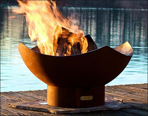 Garden Accents | Outdoor Décor | Fifthroom.com Bowl Fire Pit, Diy Fire Pit Ideas, Contemporary Fire Pit, Fire Pit Art, Modern Fire Pit, Steel Fire Pit, Wood Burning Fire Pit, Fire Pit Designs, Covered Pergola