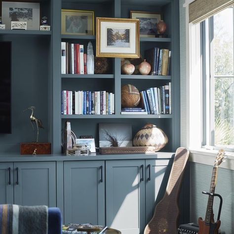 Dusty Blue Paint, Home Office Paint, Deep Blue Paint, Light Blue Paint Colors, Office Wall Colors, Off White Paint Colors, Blue Gray Paint Colors, Blue Painted Walls, Office Paint Colors