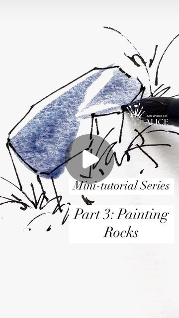 Alice Liu on Instagram: "Part 3 of Watercolor Sketch Rock Series of mini-tutorials being posted free to my Instagram. Here, we’re watercoloring our rocks drawn in the Part 1 exercise. (Later posts will cover trouble-shooting common drawing and painting problems with rocks, and also I’m considering tutorials on boulders, pebbles, cliffs and waterfalls… !😉👍🏼) Feedback greatly appreciated!  #watercolortutorials#watercolorlessons#watercolortechnique#watercolortechniques" Pebble Watercolor, Watercolor Rocks Tutorials, Alice Liu, We Rock, Watercolour Inspiration, Drawing And Painting, Watercolor Sketch, Watercolour Tutorials, Bouldering