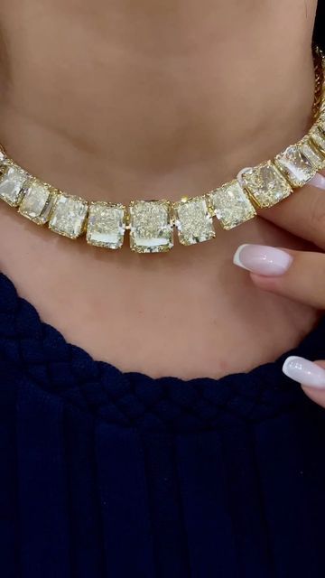 CHAMPAGNE GEM®️ by Bebe Bakhshi on Instagram: "Spectacular rivière necklace from @moussaieffjewellers with over 170-carats of fancy yellow radiant-cut diamonds that are cut to perfection and beautifully graduated for #MyLoveAffairWithDiamonds! Contact @moussaieffjewellers for more details. <> #RadicalRadiant #RadiantCut #YellowLovin #Scintillation #YellowDiamond #Brilliance #Sparkle #Fire #Necklace #DiamondNecklace #HighJewelry #MoussaieffJewellers #Moussaieff #CDxMoussaieff #London #ChampagneGem #YourDailyDoseOfSparkle #ChampagneGem800KSpecialEdition" Fire Necklace, Radiant Cut Diamond, Radiant Cut, Yellow Diamond, High Jewelry, Bling Bling, Diamond Necklace, Champagne, Gems