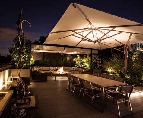 Rooftop Lighting, Contemporary Deck, Rooftop Patio Design, Terrace Garden Design, Rooftop Terrace Design, Rooftop Design, Pergola Lighting, Deck Designs, Outdoor Living Design