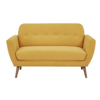 Love Seat Sofa Small Spaces, Yellow Loveseat, Love Seat Sofa, Mid Century Loveseat, Yellow Sofa, Upholstered Couch, Comfortable Furniture, Rolled Arm Sofa, Comfortable Sofa