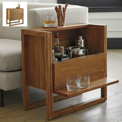 17 trendy coffee and side tables with integrated storage Living in a shoebox Home Mini Bar, Bar Cabinet Design, Modern Bar Cabinet, Hidden Shelf, Modern Home Bar, Dining Room Furniture Modern, Diy Home Bar, Man Cave Home Bar, Mini Bars