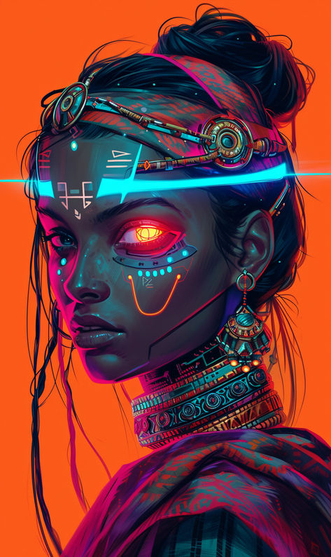 Sci-fi Cyberpunk Indian Woman Art inspired by my sci-fi cyberpunk novel series. The first novel is "The Astral Hacker.” Unleashing the truth, one hack at a time. #midjourney #midjourneyai #aiart #scifiwoman #cybeprunkwoman Middle Eastern Cyberpunk, Indian Cyberpunk, Sci Fi Android, Tech Character, Indian Woman Art, Cyberpunk Horror, Cyberpunk Theme, Cyberpunk Inspiration, Future Festival