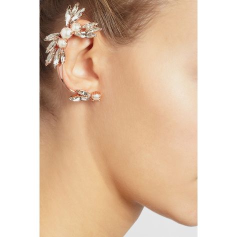 Pearl Ear Cuff, Flower Ear Cuffs, Crystal Ear Cuff, Sparkling Jewelry, Beautiful Baubles, Bridesmaid Jewelry Sets, Jewelry Fashion Trends, Wedding Goals, Stud Set