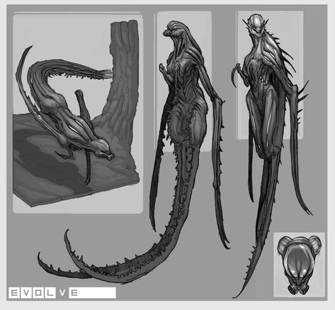 Evolve Concept Art, Stephen Oakley, Evolve Monster, Monster Artwork, Beast Creature, Cool Monsters, Alien Vs Predator, Alien Concept Art, Monster Concept Art