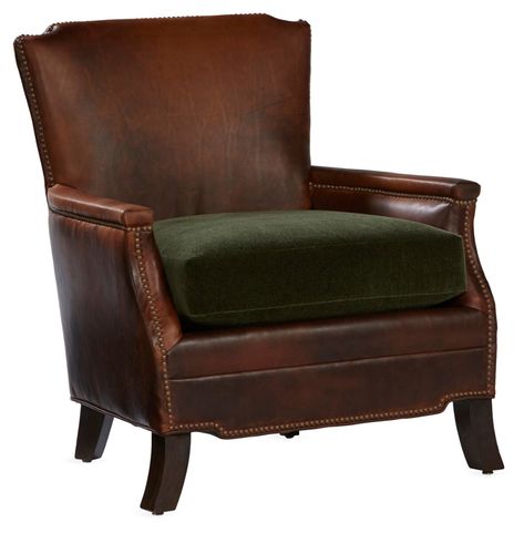 Massoud - Gerry Club Chair, Cocoa Leather | One Kings Lane Green Leather Chair, Chic Office Chair, Tan Leather Chair, Brown Leather Chairs, Interior Colors, Leather Club Chairs, Luxury Home Furniture, Perfect Chair, Metal Dining Chairs