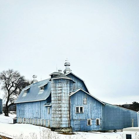 Blue Barn, Horse Barn, Old Barns, Horse Stuff, Indigo Blue, Painting Crafts, Wisconsin, Instagram A, Blue Sky