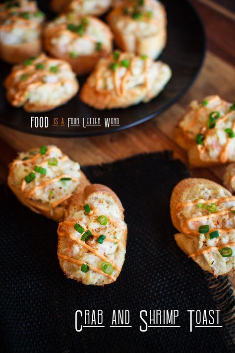 Crab & Shrimp Toast Recipe – FOOD is Four Letter Word Shrimp And Crab Toast Recipe, Crab Toast Appetizers, Shrimp Toast Appetizers, Crab Appetizer Recipes, Shrimp Toast Recipe, Crab Toast, Boiling Crab, Shrimp Boil Recipe, Crab And Shrimp