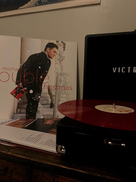 Christmas Album Covers Aesthetic, Christmas Music Aesthetic, Michael Buble Aesthetic, Xmas Music Aesthetic, Christmas Records Aesthetic, Vinyl Records Aesthetic, Red Vinyl Aesthetic Taylor Swift, Christmas Records, Everything Michael Buble