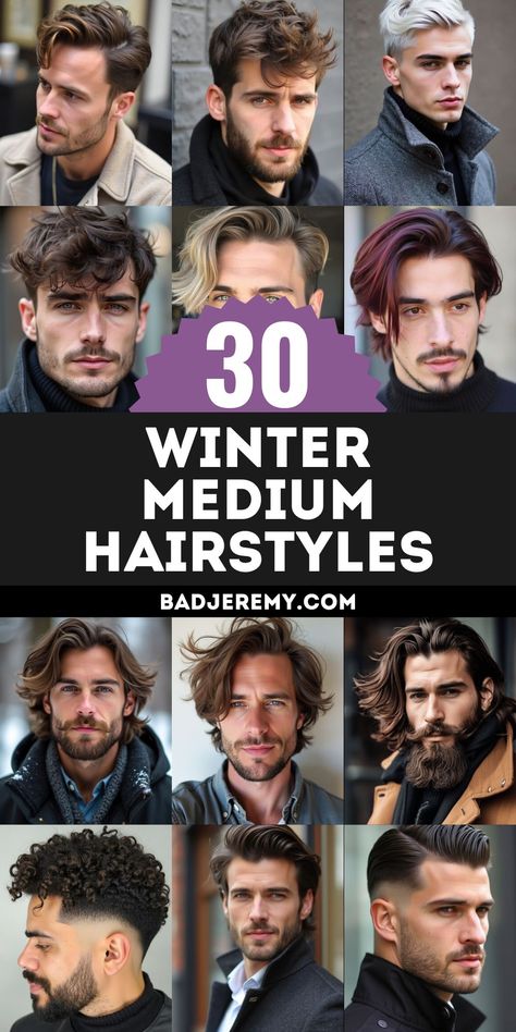 18 Best Medium Winter Hairstyles for Men in 2024-2025 Medium Hairstyles For Men, Hairstyles Work, Winter Hairstyle, Mens Medium Length Hairstyles, Messy Waves, Medium Fade, Mens Hairstyles Medium, Wavy Hair Men, Medium Length Hair Men