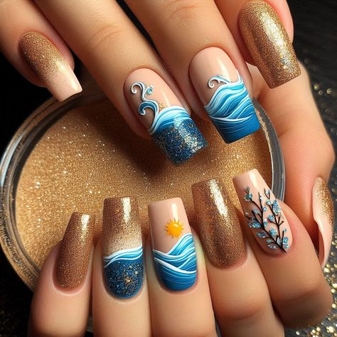 #nails   #waves   #summer    #summer-nails  #beauty Scuba Nails, Nails Waves, Wavy Nails, Bright Summer Nails, Manicure Nail Designs, Trendy Nail Art Designs, Best Nail Art Designs, Trendy Nail, Fancy Nails