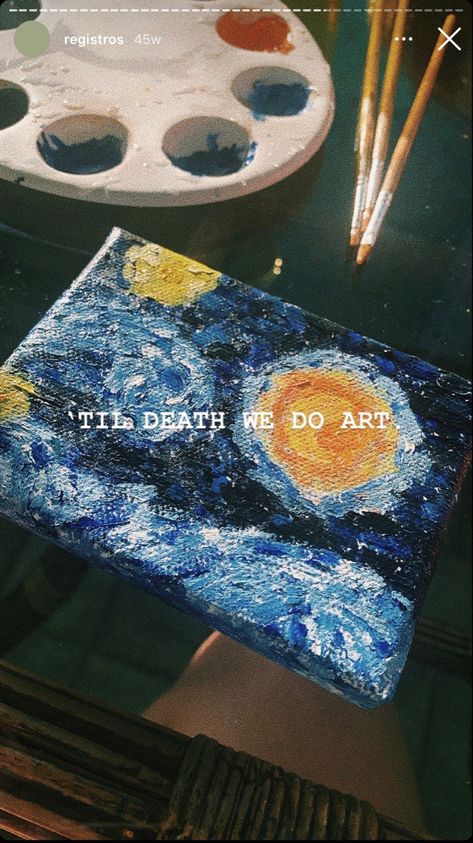 Painting Ig Story, Painting Story Instagram Ideas, Painting Insta Story, Blue Drawings, Design Art Drawing, Arte Van Gogh, Small Canvas Paintings, Canvas Drawings, Artist Aesthetic