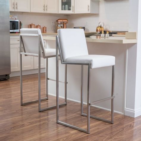 Glam Bar Stools, White Leather Bar Stools, Glam Bar, Modern Home Decor Kitchen, White Bar Stools, 30 Bar Stools, Table Haute, Christopher Knight, Noble House