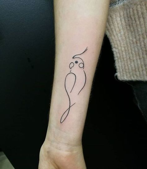 Cockatiel Tattoo, Parrot Tattoo, Tiny Bird Tattoos, Animal Tattoo Ideas, Tattoo Line, Bff Tattoos, Small Tattoo Designs, Favorite Animal, Black Ink Tattoos