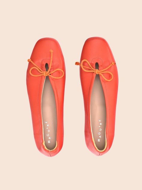 Orange Ballet Flats, Montecatini Terme, Ballet Flats Outfit, Flats Outfit, Your Shoes, Rimini, Leather Ballet Flats, Shoe Collection, Me Too Shoes