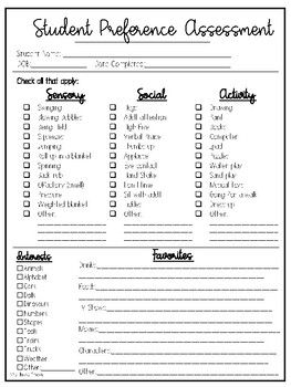 Editable Preference Assessment for Special Education by Mrs Reids Crewe Preference Assessment Aba, Preference Assessment, Mtss Interventions, Applied Behavior Analysis Activities, Writing Ieps, Special Education Assessments, Applied Behavior Analysis Training, Teacher Core, Middle School Humanities