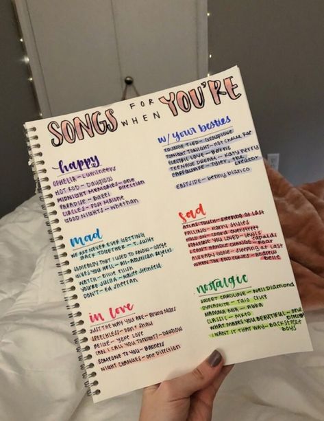 bujo ideas Songs For When, Bored Jar, Playlist Names Ideas, Journal Inspiration Writing, Bullet Journal Ideas Templates, Bullet Journal Mood Tracker Ideas, Bulletin Journal Ideas, What To Do When Bored, Music Playlists