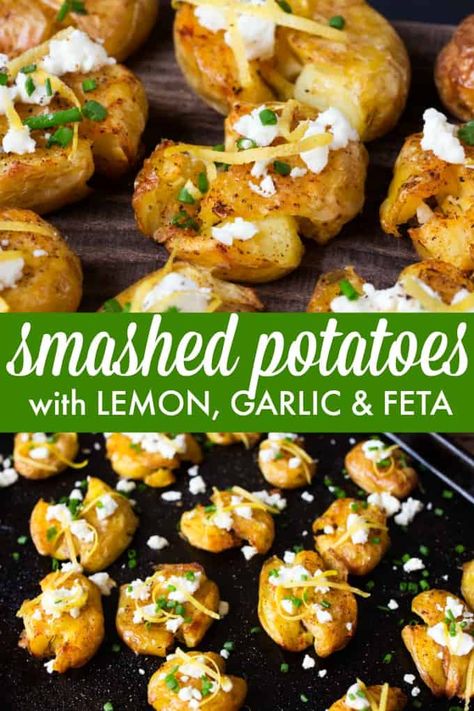 Feta Potatoes, Potato Side Dishes Easy, Potato Side Dish, Savory Sides, Mini Potatoes, Summertime Recipes, Lemon Potatoes, Cheap Recipes, Feta Recipes