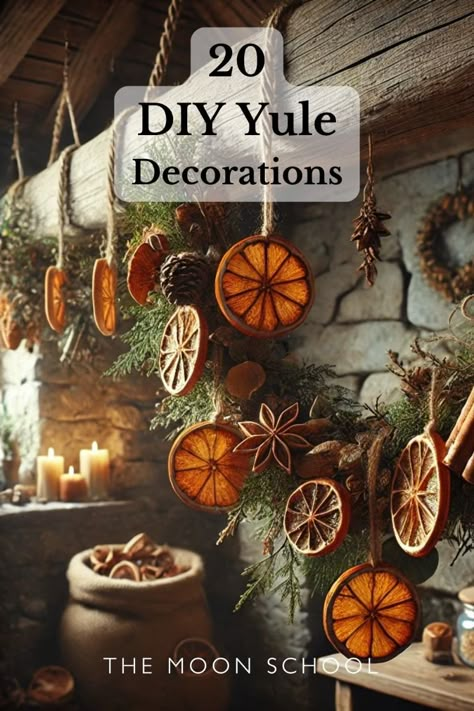 Get inspired this holiday season with our collection of DIY Christmas gifts for family and Christmas crafts to sell! From handmade Christmas crafts to unique Christmas craft ideas, discover fun projects perfect for adults and kids alike. Create beautiful DIY Christmas decorations like hanging snowflake decorations and charming dried orange garlands that add a cozy touch to your small cottage Christmas decor. Whether you're looking for last-minute Christmas presents or festive holiday crafts, our ideas will help you craft the perfect gifts and decor for a memorable celebration! Yule Mantle Decor, Yule Pictures, Yule Herbs, Yule Log Pagan, Christmas Swags Diy, Yule Log Decoration, Rustic Ornaments Diy, Dried Orange Christmas, Orange Garlands