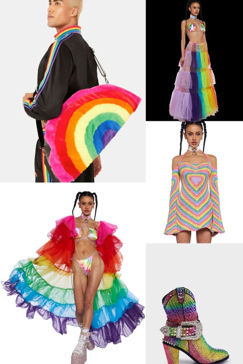 Pick ur perfect Pride outfit 🌈❤️🧡💛💚💙💜💗 Rainbow Sale Happening Now! Rainbowcore Fashion, Goth Glam, Pride Outfit, Festival Looks, Rainbow Pride, Dolls Kill, Punk Rock, Festival Fashion, Stitch Fix