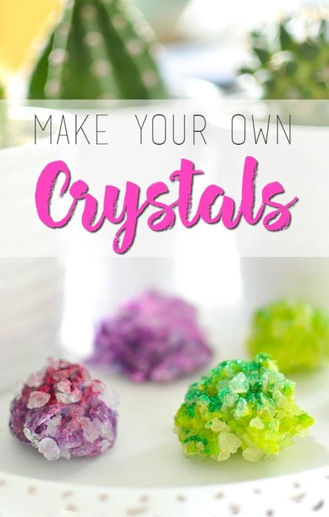 how to make your own crystals for kids Crystal Activities For Kids, Cave Crafts For Kids, Make Your Own Crystals, Campy Art, Diy Crystal Crafts, Crystals For Kids, Diy Gem, How To Make Crystals, Diy Summer Crafts