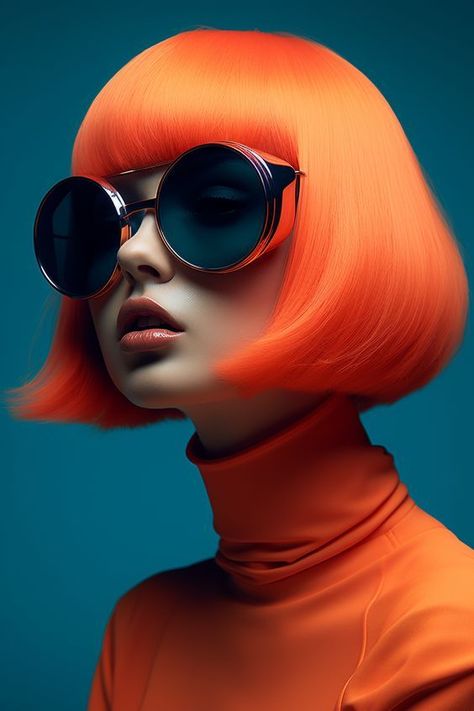 Editorial Hair, Colorful Portrait, Muscle Women, Orange And Turquoise, Fashion Photography Inspiration, Orange Fashion, Fashion Portrait, Fantasy Aesthetic, Creative Portraits