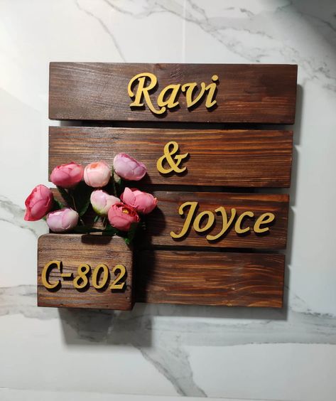 House Name Plate Design, Door Nameplate, What Your Name, Wooden Name Plates, Door Name Plates, Name Board, Name Plates For Home, Name Plate Design, Colorful Logo Design