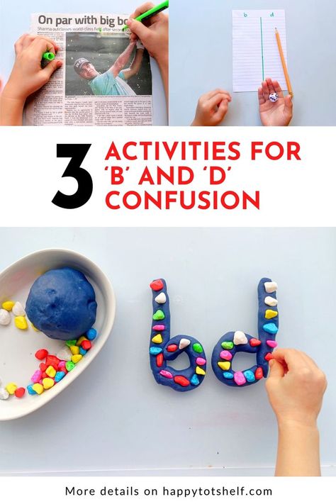 Activities to Overcome 'b' and 'd' Letter Confusion B And D Confusion, B And D, Hands On Learning, Early Literacy, Learning Letters, Helping Children, Lower Case Letters, Fun Learning, Learning Activities