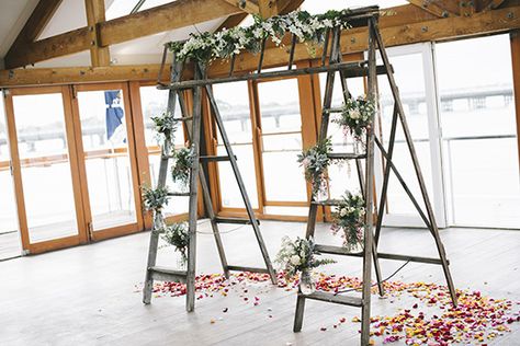 Ladder Wedding Arch, Ladder Arch, Hops Wedding, Thrifted Wedding, Ladder Wedding, Ladder Trellis, Ideas Matrimonio, Wedding Arch Ideas, Backyard Bridal Showers