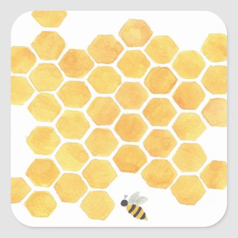 yellow honeycomb bee painting stickers | Zazzle.com Bee Napkins, Painting Stickers, Bee Classroom, Bee Supplies, Bee Printables, Bee Painting, Boho Painting, Bee Honeycomb, Yellow Bee