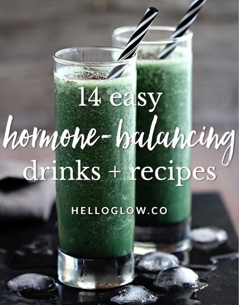 What we eat and drink can affect our hormones— we've found 14 amazing hormone-balancing drinks + recipes to help you find balance. Hormone Balancing Smoothie, Hormone Balancing Diet, Green Drink, Hello Glow, Easy Drink Recipes, Easy Drinks, Healthy Benefits, Find Balance, Hormone Health